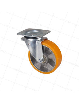 Ruota PIVOTANTE IN POLIURETANO RIM ALUMINIO DIAMETRO 160 MM CARICO 300KG - S74AR 160 • Caujolle