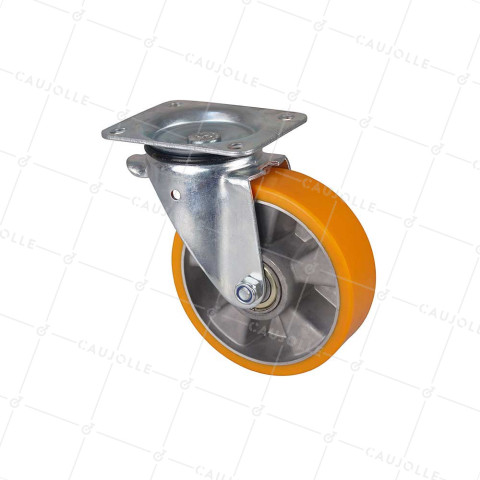 Ruota PIVOTANTE IN POLIURETANO RIM ALUMINIO DIAMETRO 160 MM CARICO 300KG - S74AR 160 • Caujolle
