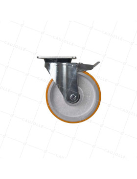 RUOTA GIRATORIA CON RUOTA IN GHISA E POLIURETANO DIAMETRO 200 MM CARICO 1000 KG A FRENO ANTERIORE - S78 SFPU 200 FRENO ANTERIORE