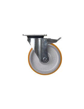 RUOTA GIRATORIA CON RUOTA IN GHISA E POLIURETANO DIAMETRO 200 MM CARICO 1000 KG A FRENO ANTERIORE - S78 SFPU 200 FRENO ANTERIORE